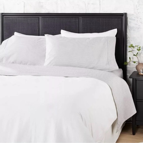 Hearth & Hand 4pc Queen Cotton Percale Microstripe Sheet Set Railroad Gray Grey - Picture 2 of 3